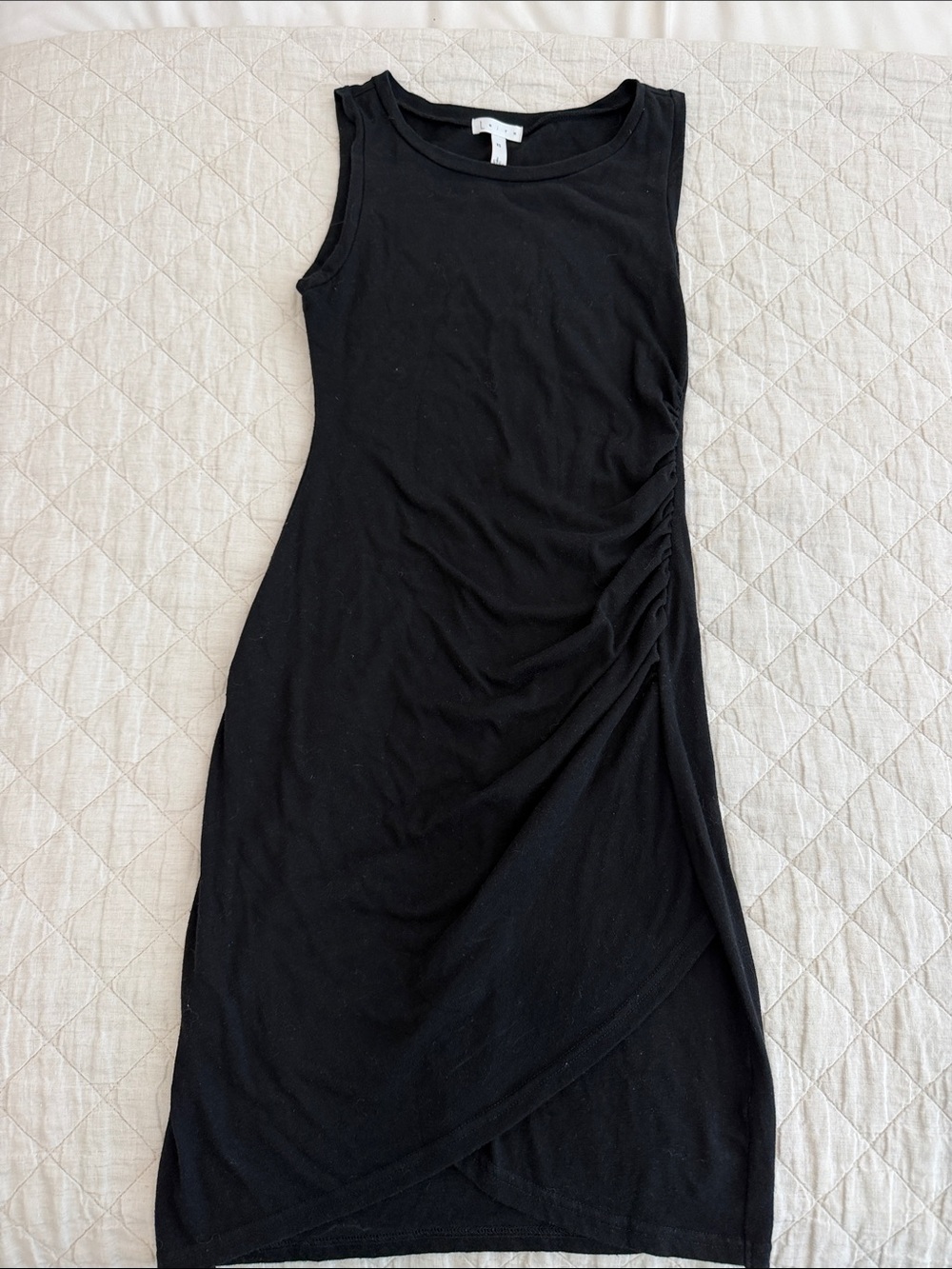 Leith Sleeveless Black Ruched Side Midi Dress